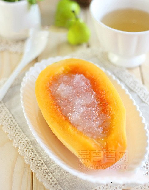 木瓜燕窝炖雪蛤的做法